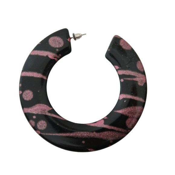 Vtg 80s Novelty large hoop earrings 2 pr lot - Picture 3 of 5